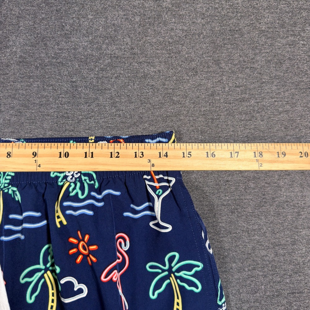 Chubbies Swim Trunks Mens Large Navy Neon Flamingo Palm Tree Tropical 7" Inseam - Picture 5 of 8